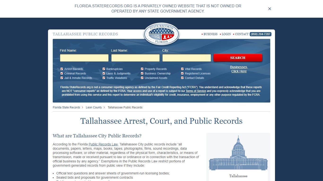 Tallahassee Arrest and Public Records | Florida.StateRecords.org