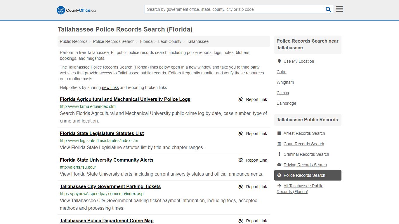 Police Records Search - Tallahassee, FL (Accidents & Arrest Records)